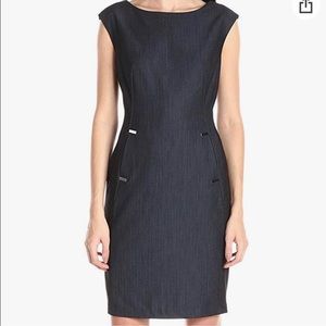 Calvin Klein Sheath Dress with metallic detail at pockets, Size 6